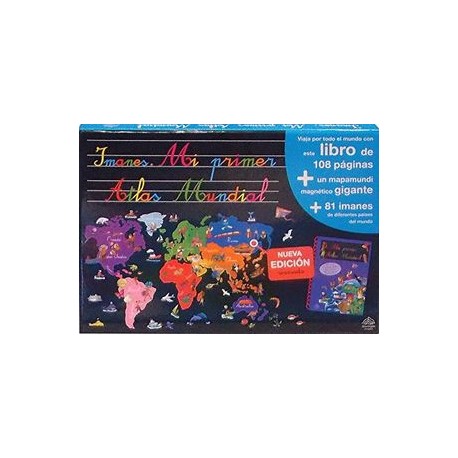 IMANES -MI PRIMER ATLAS MUNDIAL- (ESTUCHE C/LIBRO-MAPAMUNDI-IMANE-librosluna- Libros de Libros para Todos