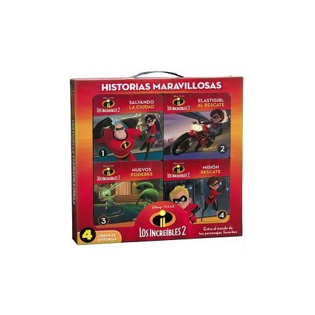 HISTORIAS MARAVILLOSAS -LOS INCREIBLES 2- (C/4 LIBROS DE CARTONE)-librosluna- Libros de Libros para Todos